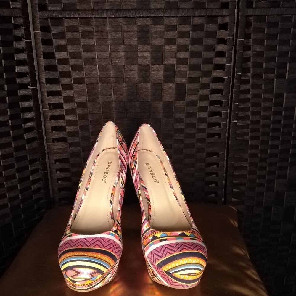 Colorful Bamboo platform stilettos - Picture 6 of 6